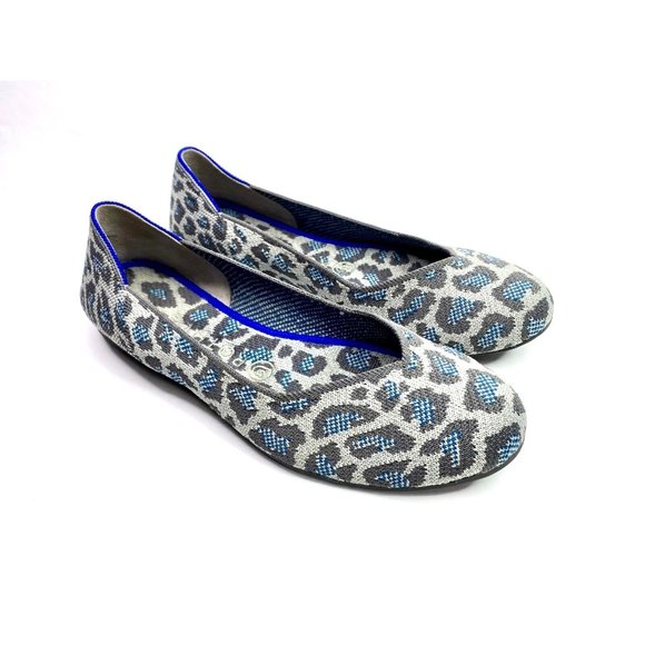 Rothy's Shoes - Rothys Shoes Womens Size 8.5 Gray Knit Slip On Leopard Print Ballet Flats